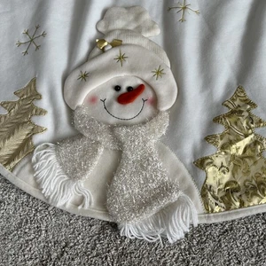 Weihnachten Plüsch Schneemann 3D Weihnachtsbaum Rock Urlaub 47 Zoll Krawattenverschluss - Bild 1 von 6