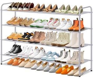4-Tier Long Shoe Rack Organizer for Closet, Stackable Wide Shoe Shelf Holds 3... - Picture 1 of 6