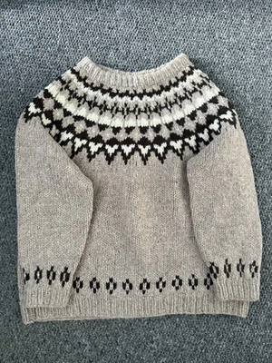 Vintage 80s Hand Knit Icelandic Style Jumper Nordic Fair Isle Chunky Wool M/L - Image 1 of 4