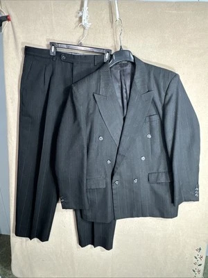 Traje Bonelli 44R Carbón Doble Pecho 2 Piezas 39x29 Espiga Rayas 6BTN Foto 1 de 4