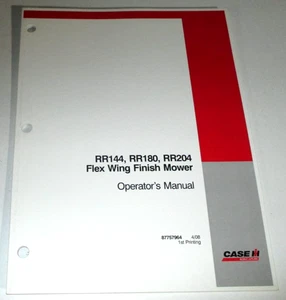 Case IH RR144 RR180 RR204 Flex Wing Finish Mower Operators Manual 4-08 CIH OEM! - Picture 1 of 3