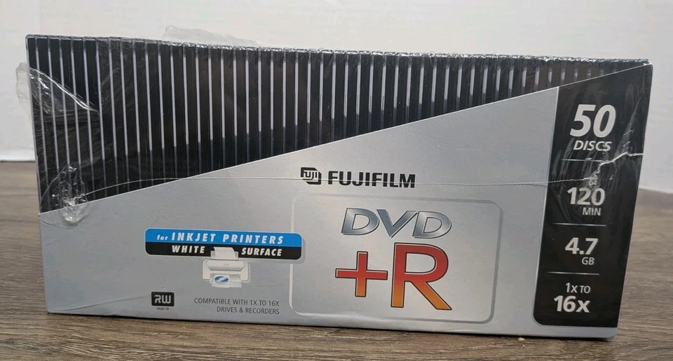 FujiFilm DVD +R RW 120 Min 4.7 GB 16x 50 Disc Pack with Cases For Inkjet Printer - Image 1 of 4