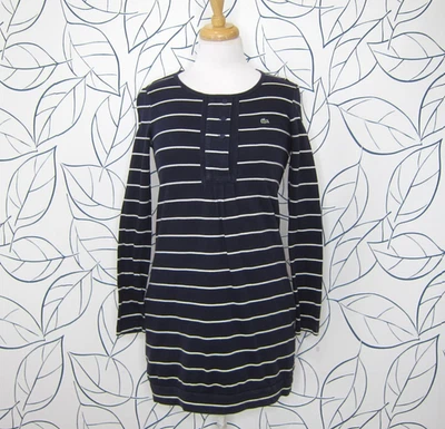 Vestido Lacoste Azul Marino Rayas Manga Larga con Bolsillos Algodón Talla 34 Foto 1 de 4