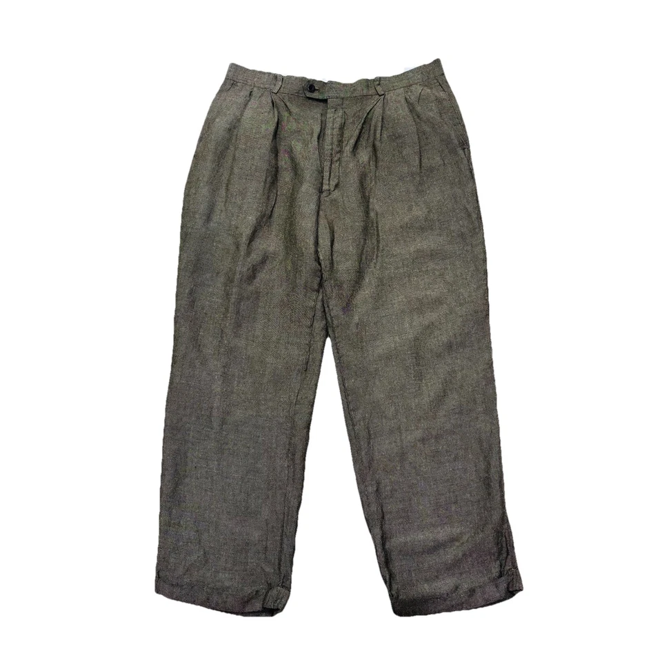 Pantalones Braggi Louis Raphael 34x27 Marrón Mezcla de Lino Puños Sueltos Slouchy - ¡DEFECTOS! Foto 1 de 4