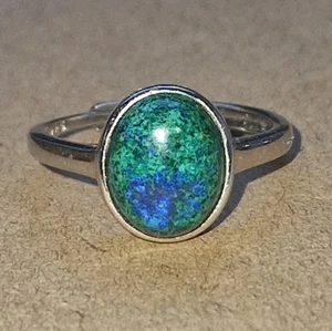 HQ Sterling Silver 925 Natural Phoenix Stone Ring Malachite Turquoise Azurite - Picture 1 of 7