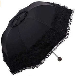 Foldable Travel Umbrella Compact UV Resistance sunshade Princess Lace Parasol... - Picture 1 of 8