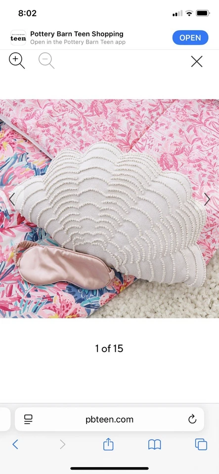 Lilly Pulitzer POTTERYBARN Shell Throw Porch Pillow Square NWOT! - Image 1 of 1