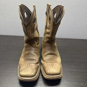 Tony Lama men's cowboy boots size 9D rr3364 square toe brown western work - Picture 1 of 11