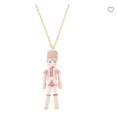Betsey Johnson Nutcracker Pendant Adjustable Necklace Pink New In Gift Pouch - Image 1 of 4