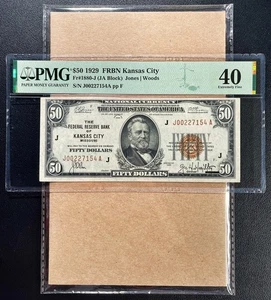 Fr. 1880-J 1929 $50 Federal Reserve Bank Note KANSAS CITY PMG 40 - XF - Picture 1 of 2