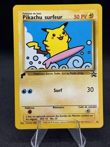 Surfing Pikachu 28 French 2000 World Collection Black Star Promo Gold Tail Lot2 - Picture 1 of 2