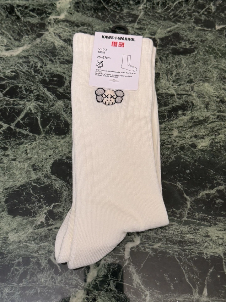 Uniqlo Japan Kaws X Warhol White Socks 25-27cm (Adults US Size 7-9) NWT - Image 1 of 1