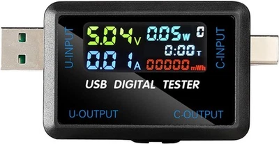 USB-C und USB Tester 2 in 1, DC 4,5–36 V Strom Spannung Volt Messgerät - Bild 1 von 4