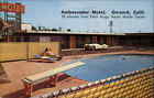 Oxnard California CA Ambassador Motel Pool Mercedes 190 Convertible Postcard