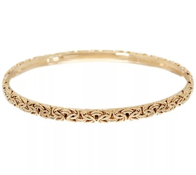 Medium Average Byzantine Bangle Bracelet 14K Yellow Gold Plated Real 925 Silver - Image 1 of 2