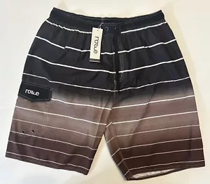 Pantaloncini da bagno a righe Nonwe da uomo neri e marroni nuovi con etichette taglia 40 - Foto 1 di 10