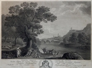 CESENA - 1776 HACKERT - Rara Grande Veduta - ORIGINALE ANTICA - ROMAGNA - Foto 1 di 8