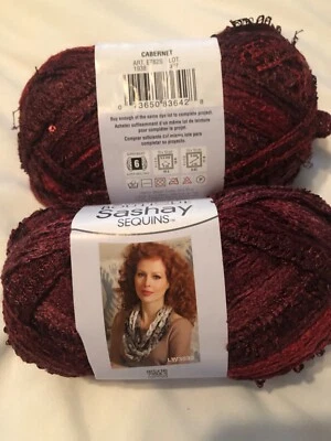 2 skeins Red Heart Yarn Boutique Sashay Cabernet METALLIC - Image 1 of 2