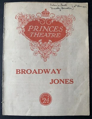 Seymour Hicks BROADWAY JONES 1916 Ellaine Terris PRINCES THEATRE PROGRAMME - Image 1 of 4