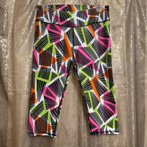 Fabletics Tribal Neon Geo Print Define Mid Rose Crop Legging, M - Picture 1 of 8
