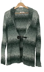 Ellen Tracy Green Knit Leather Closure Cardigan - Picture 1 of 4