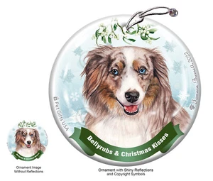 Bellyrubs & Kisses Ornament - Red Merle American Shepherd 023B - Picture 1 of 1