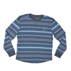 Volcom Blue Striped T-Shirt Women's Medium Cotton Blend Crew Neck Long Sleeve - Picture 1 of 7