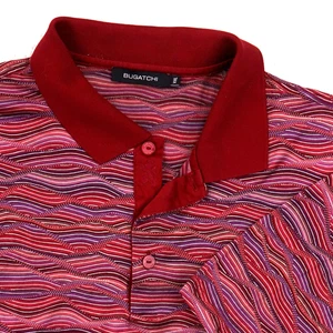 Polo de golf Bugatchi para hombre XXL tejido algodón mercerizado abstracto colorido rojo onda - Imagen 1 de 6