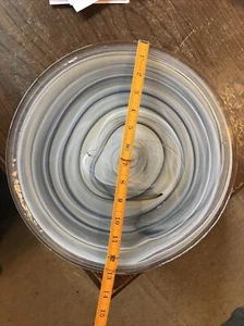Vidrio soplado Vietri blanco gris remolino soporte para pastel grande 13"" redondo - Imagen 1 de 11