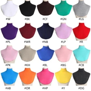 Women Muslim Turtleneck Fake Collar Hijab Extensions Solid Neck Cover Half Tops - Picture 1 of 18