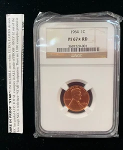 1964 NGC PF67*RD Lincoln Cent 1c US Proof Penny 1964 PF-67* RD Star - Picture 1 of 2