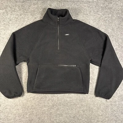 Gymshark 1/4 拉链女式小号黑色夏尔巴运动休闲锻炼跑步 — 第 1/4 张图片