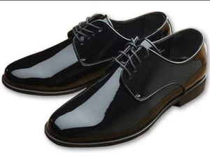 New Men's Fabian Couture Shiny Black Tuxedo Shoes Formal Dress Size 7.5W - Picture 1 of 2