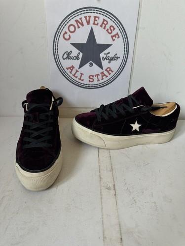 Sneaker Converse All Star Platform viola in velluto taglia UK 4 EU 36 5