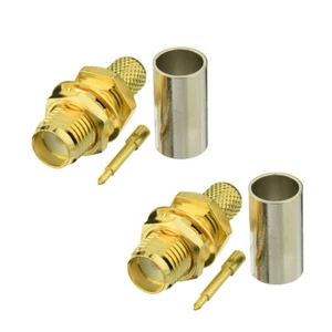 2-Pack RP-SMA Female Bulkhead Mount Solder Connector for LMR-200 Coaxial Cable - Picture 1 of 4
