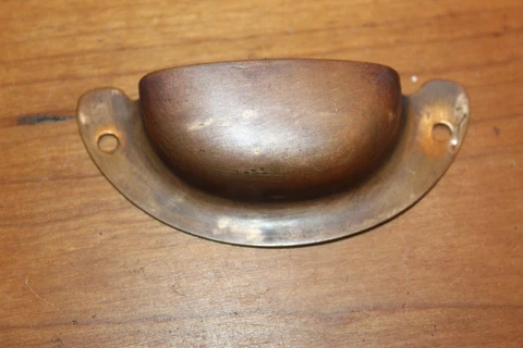 Antique Vintage Brass Bronze Bin Apothecary Cupboard Drawer Pull L-7 Cover