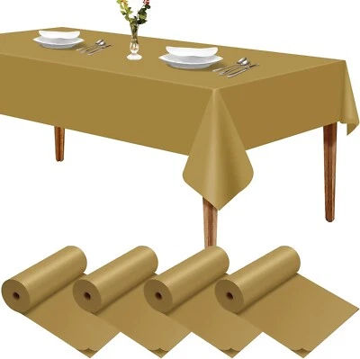 4 Pcs Plastic Table Cover Roll 40 Inch x 100 Feet Disposable Table Cloth Roll Pl - Image 1 of 4