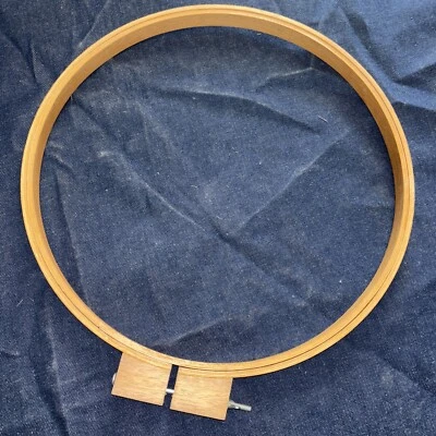 Vintage Large 14” Round Wooden Needlepoint Hoop Quilting Embroidery Handwork - Image 1 of 4