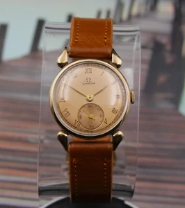Classic Cool Lugs 14K Gold Filled Mens Omega Wristwatch c.1942; Running - Picture 1 of 5