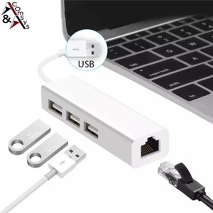 HUB 4-IN-1 USB 2.0 su 3x USB 2.0 + Ethernet LAN RJ45 10/100 Mbit bianco IMBALLO ORIGINALE - Foto 1 di 6
