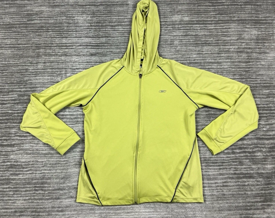 Reebok Hoodie Womens Large Green Activewear Longsleeve Full Zip Hooded Play Dry - Image 1 of 4