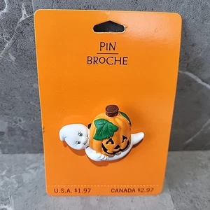 Hallmark Halloween Geist Pin Jack O'Lantern Kürbis Original Einsteckkarte - Bild 1 von 5