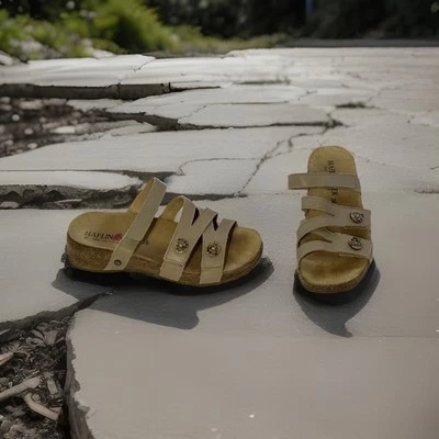 Sandalias Haflinger para mujer 36 beige de cuero con tiras deslizables punta abierta informales Foto 1 de 4