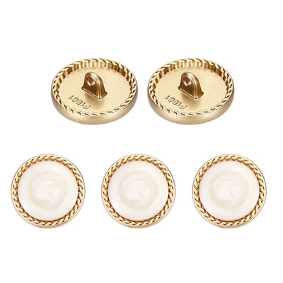 Botón de costura de metal vintage dorado de 20 mm redondo de metal, paquete de 5 blancos Foto 1 de 4