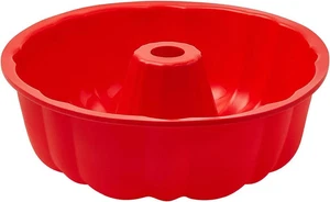 Padella per torte in silicone bundt stampi per torte prodotti da forno antiaderente 10 pollici rosso - Foto 1 di 4