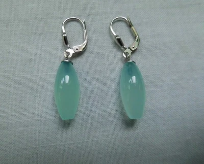 Ohrringe Ohrhänger  Aqua Chalcedon , Sterlingsilber, neuwertig - Bild 1 von 4