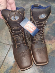 Tony Lama 8in CT WP Schnürung Herren Dunkelbraun Greasewood Leder Cowboystiefel 9EE  - Bild 1 von 14