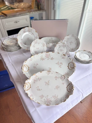 JUEGO DE 22 PIEZAS VINTAGE HAVILAND LIMOGES ROSA FLORAL (Vajilla y Vajilla) NOVIA Foto 1 de 4