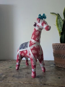 Vintage Rajasthani Embroidered Fabric Horse Made in India Vintage Folk Art Decor - Picture 1 of 5