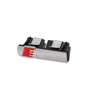 Logo Emblème S LINE Rouge Argent Audi Badge Clip capot avant de voiture A1 A3 A6 - Imagen 1 de 1